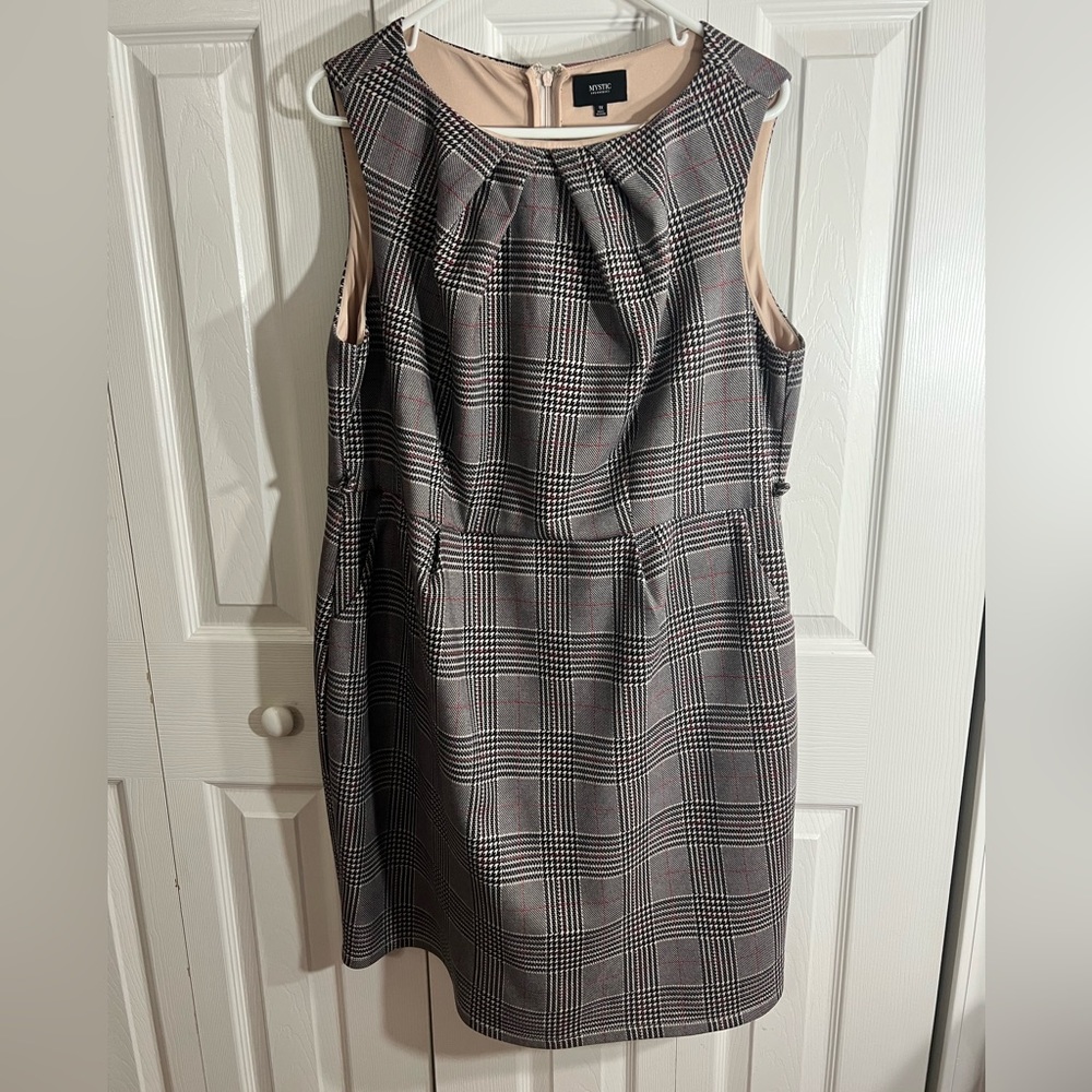 (D32) Modcloth Plaid fashion teaching classy sheath pencil dress with pockets - Picture 2 of 6